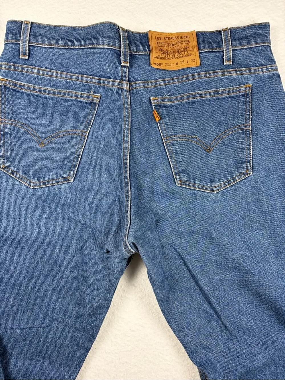 Vintage Levis Jeans Mens 36x32 Blue 90s Orange Tab 505 Straight leg Made Mexico